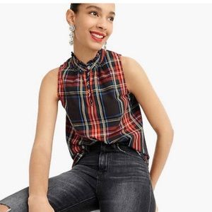 J. Crew Royal Stewart Plaid Ruffle
Neck Top Size 14